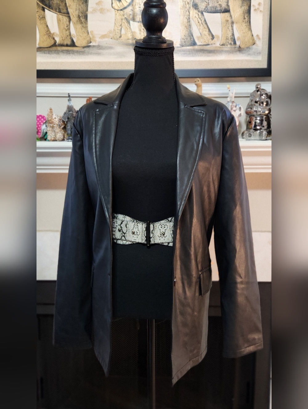Classic Black Leather Blazer Jacket for Women